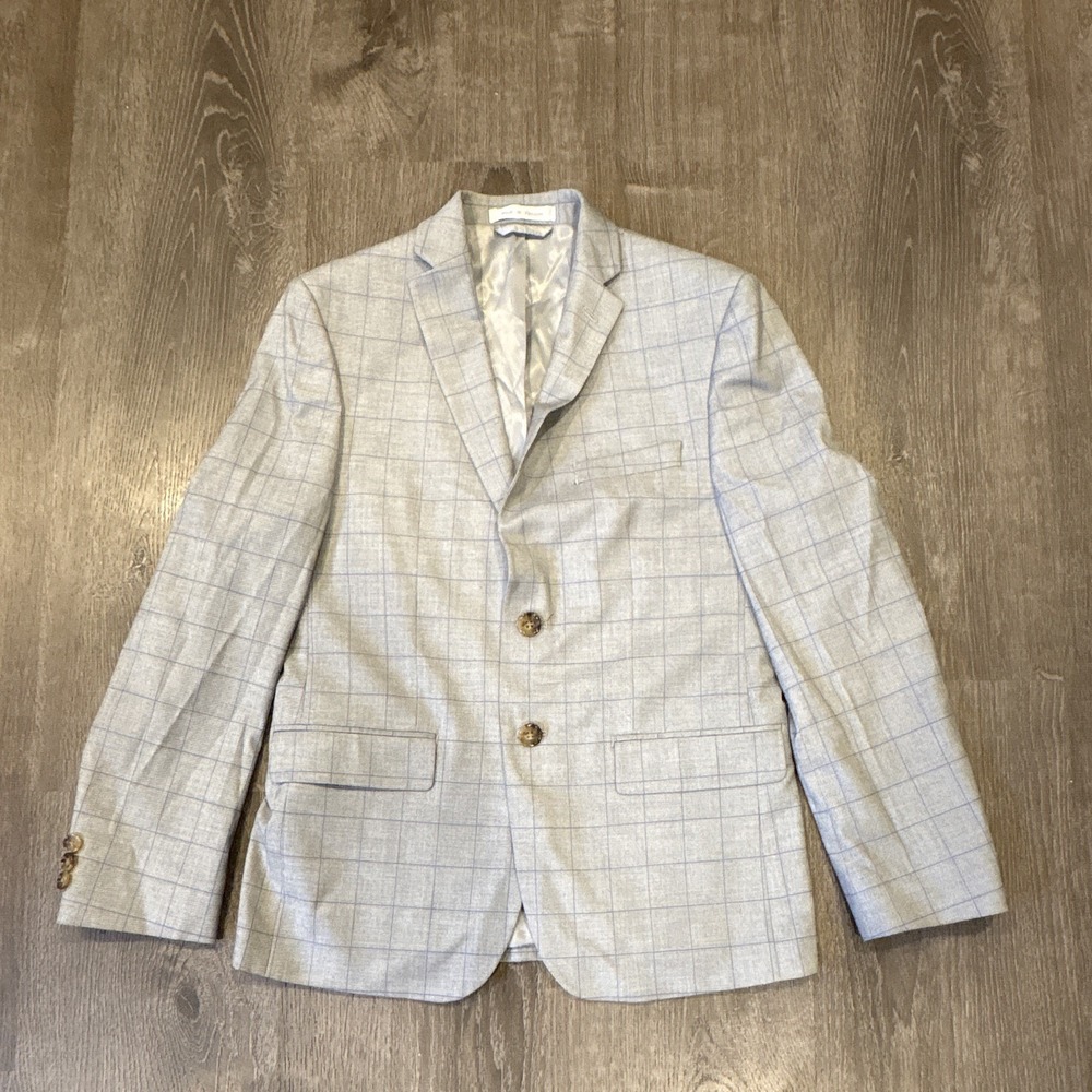 Lauren by Ralph Lauren Gray/Blue Check Twill 2-Button Blazer Jacket 16R